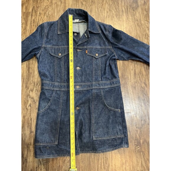 Vintage Levi's Orange Tab Long Split Tail Dark Denim Chore Jacket Men's Size M - Picture 13 of 15